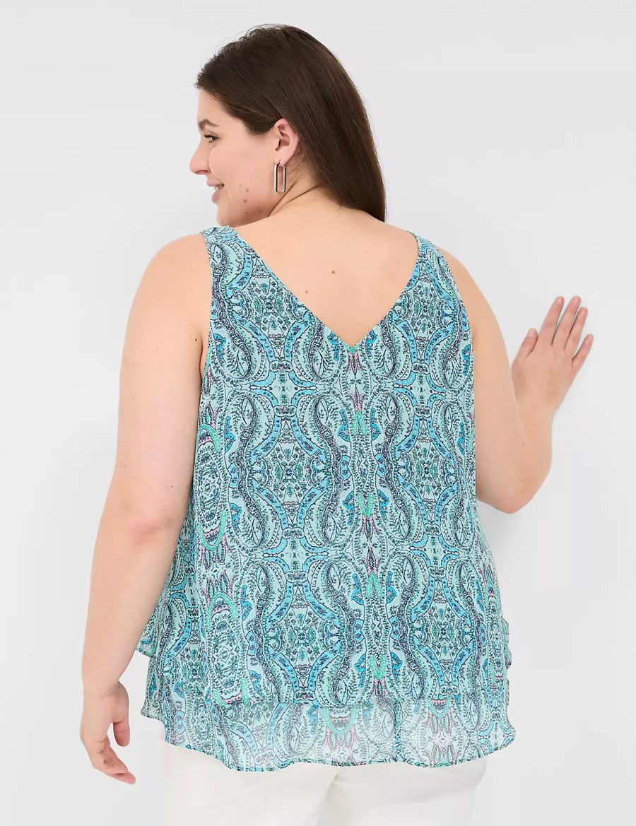 Lane Bryant Swing Double-Layer Chiffon Canotta Donna Verde Acqua | JDJ4169GI