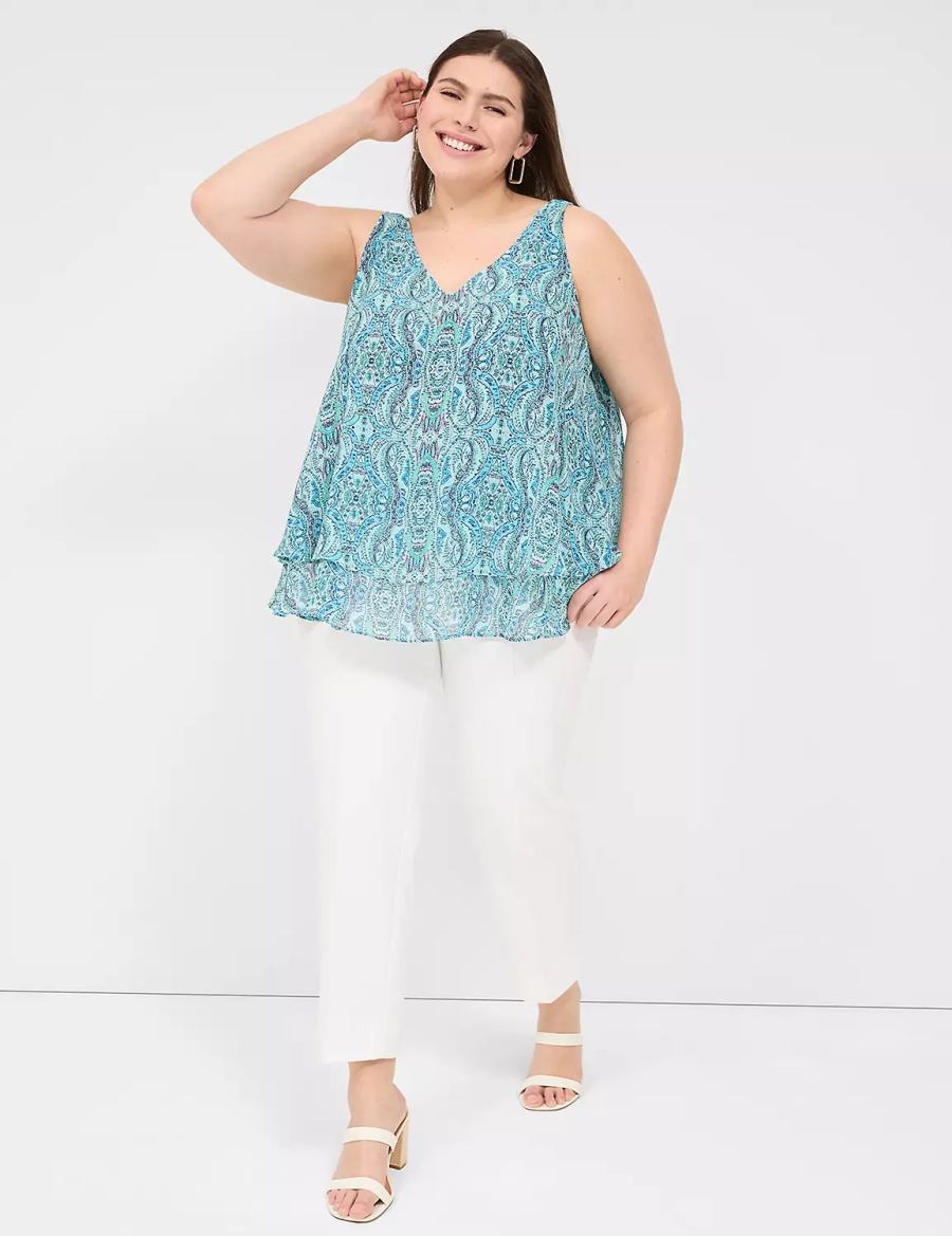 Lane Bryant Swing Double-Layer Chiffon Canotta Donna Verde Acqua | JDJ4169GI