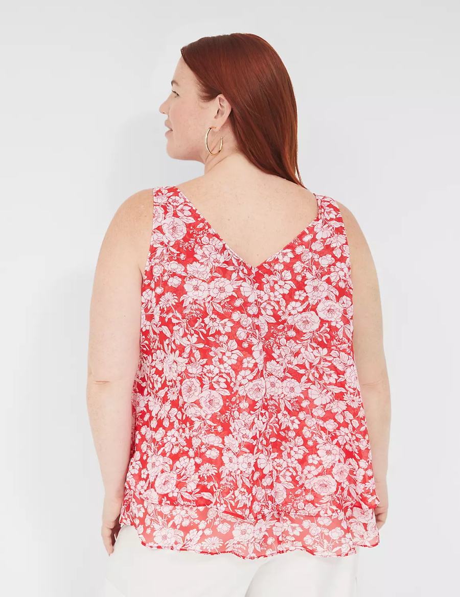 Lane Bryant Swing Double-Layer Chiffon Canotta Donna Rosse | JID281MD