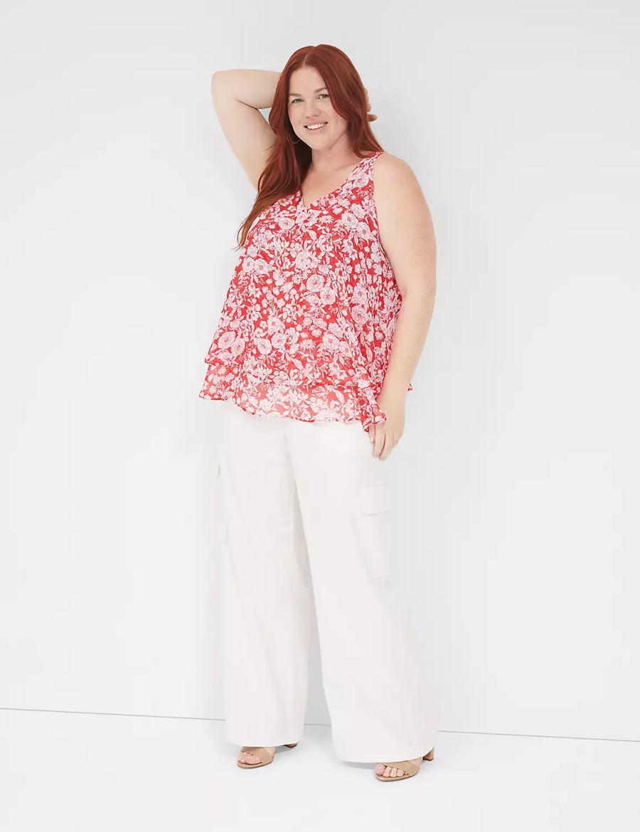 Lane Bryant Swing Double-Layer Chiffon Canotta Donna Rosse | JID281MD