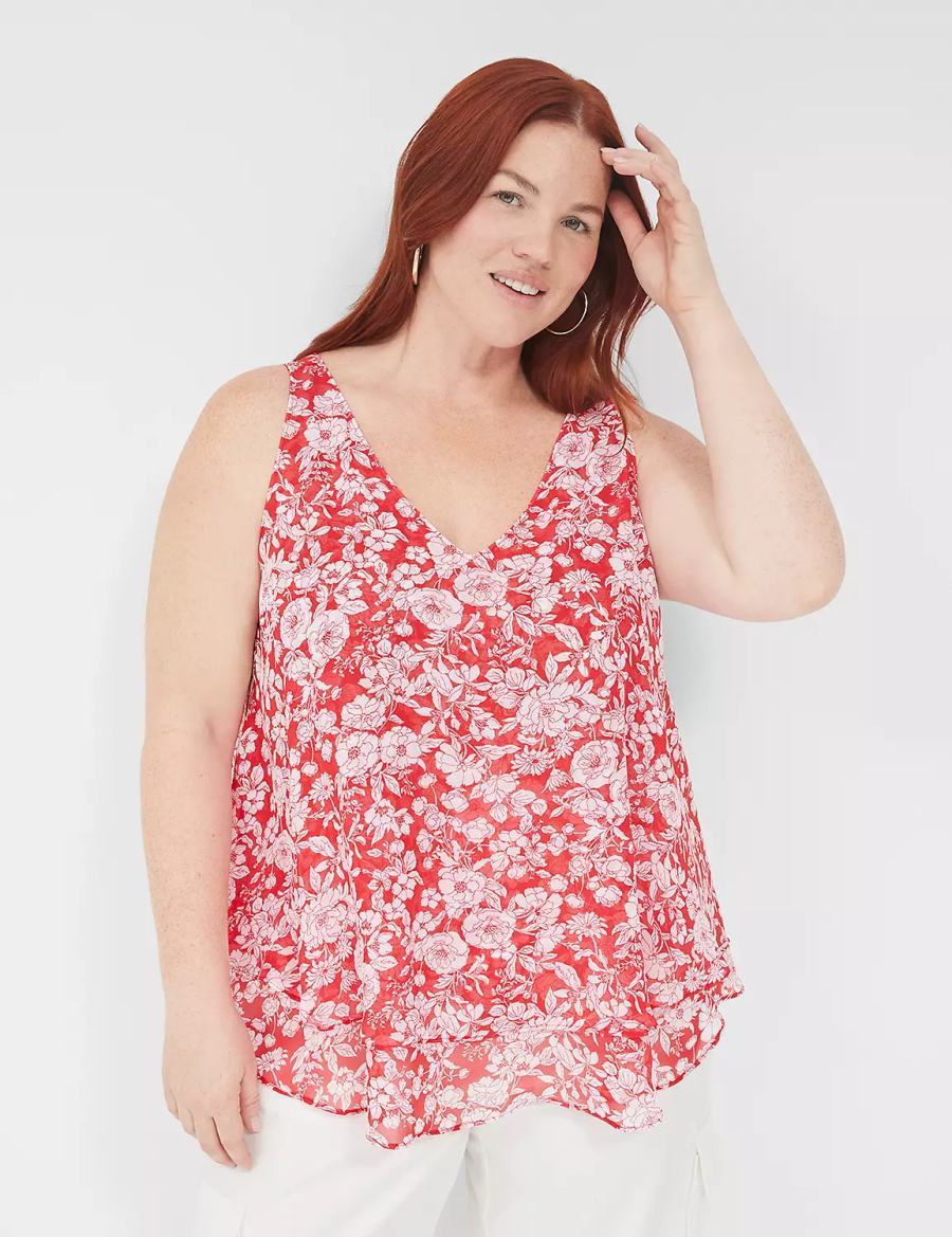 Lane Bryant Swing Double-Layer Chiffon Canotta Donna Rosse | JID281MD