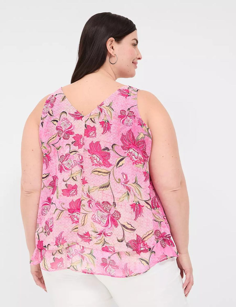 Lane Bryant Swing Double-Layer Chiffon Canotta Donna Rosa Rosa | PAA7766RL