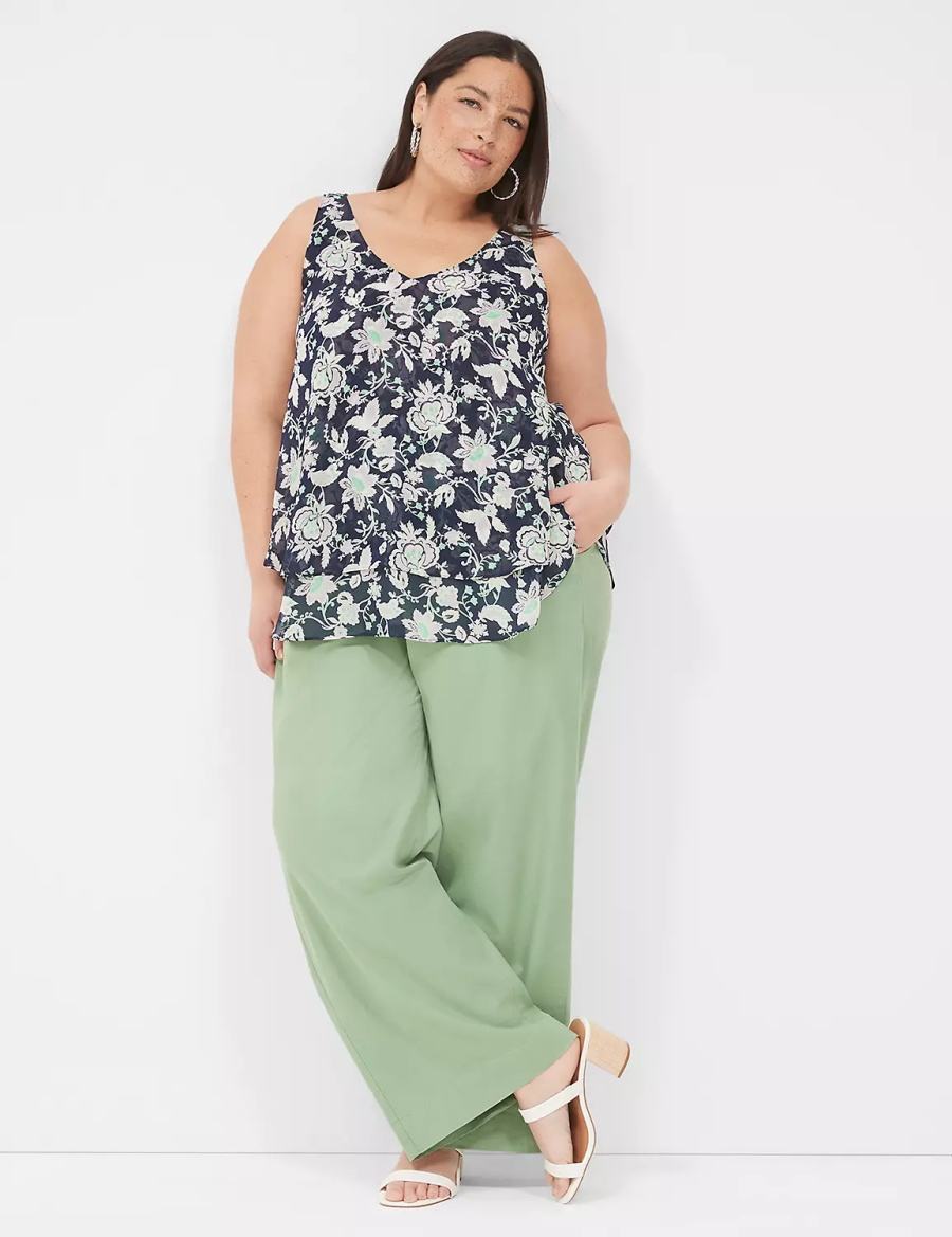 Lane Bryant Swing Double-Layer Chiffon Canotta Donna Blu Marino Viola | MXY5365QG