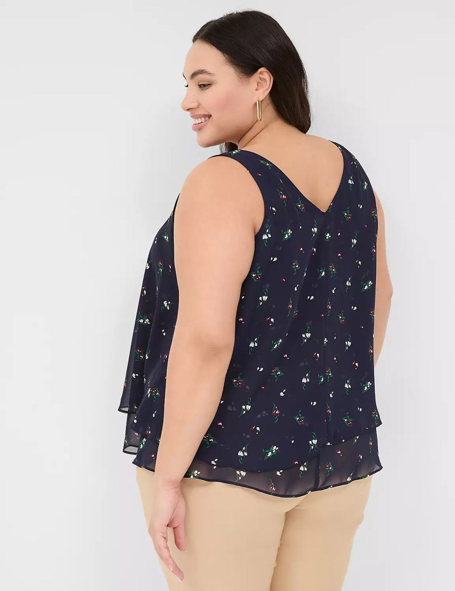 Lane Bryant Swing Double-Layer Chiffon Canotta Donna Blu Marino | LJV5435LP