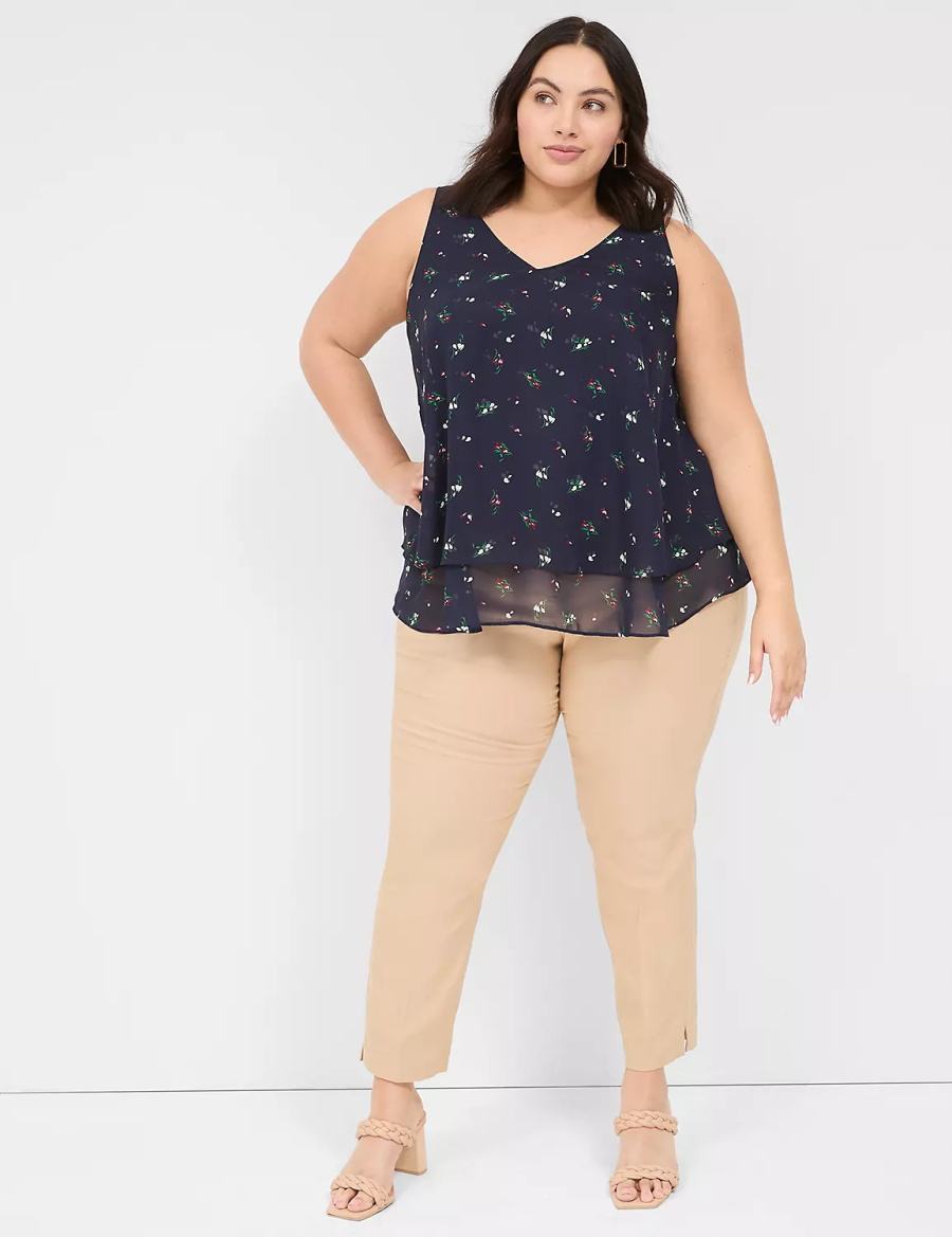 Lane Bryant Swing Double-Layer Chiffon Canotta Donna Blu Marino | LJV5435LP