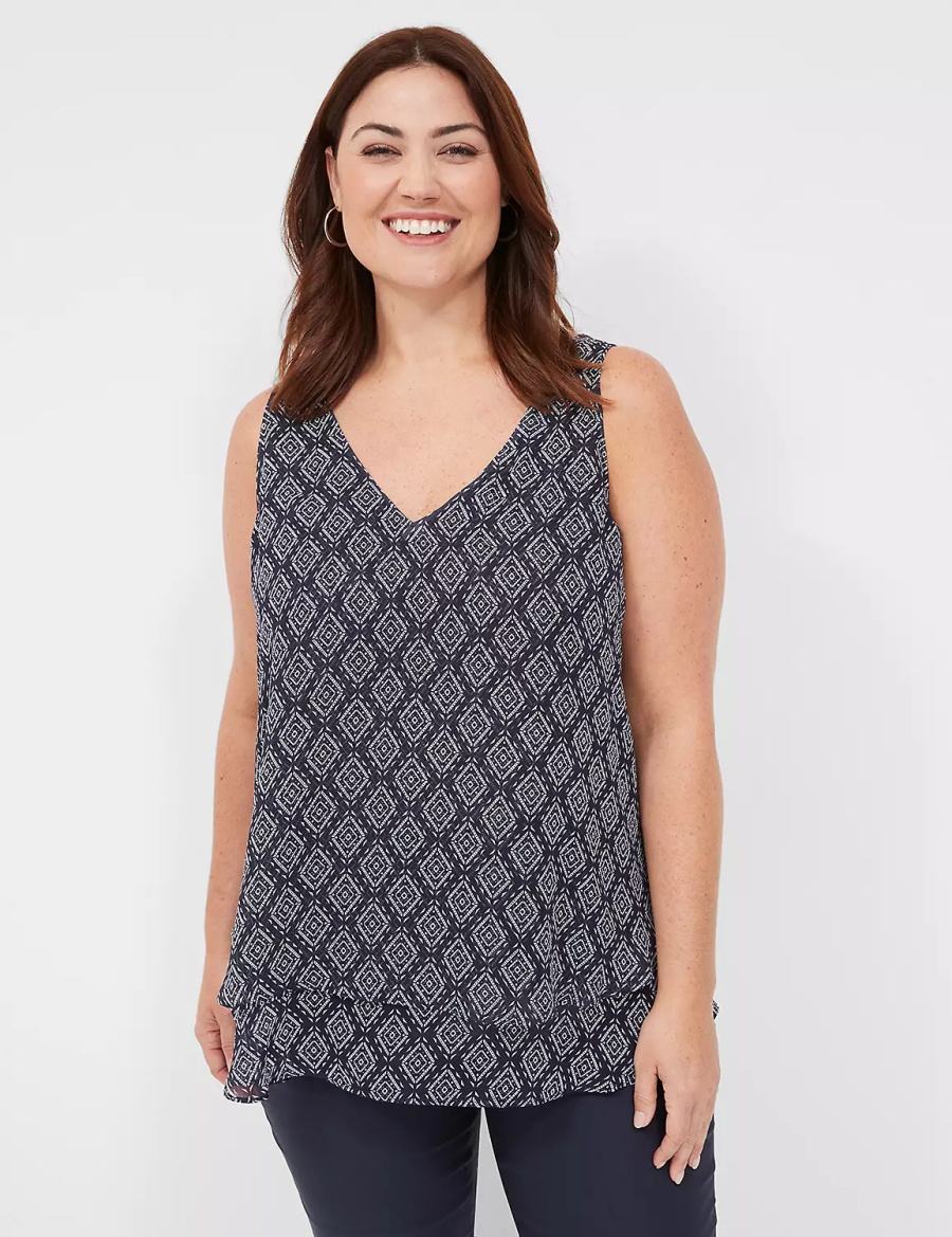 Lane Bryant Swing Double-Layer Chiffon Canotta Donna Blu Marino | CSP3643VS