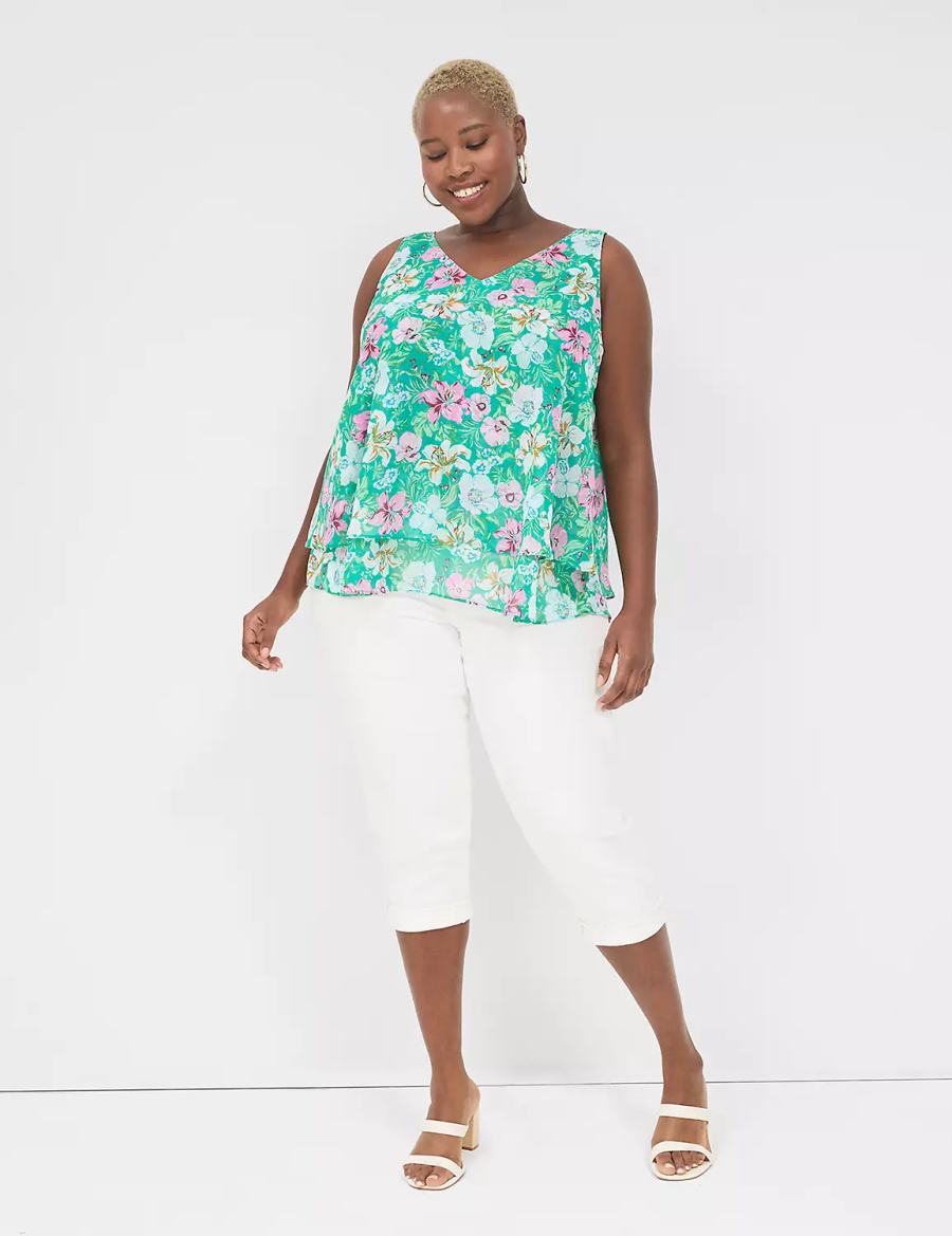 Lane Bryant Swing Double-Layer Chiffon Canotta Donna Verde Acqua Chiaro | FLI6248WU