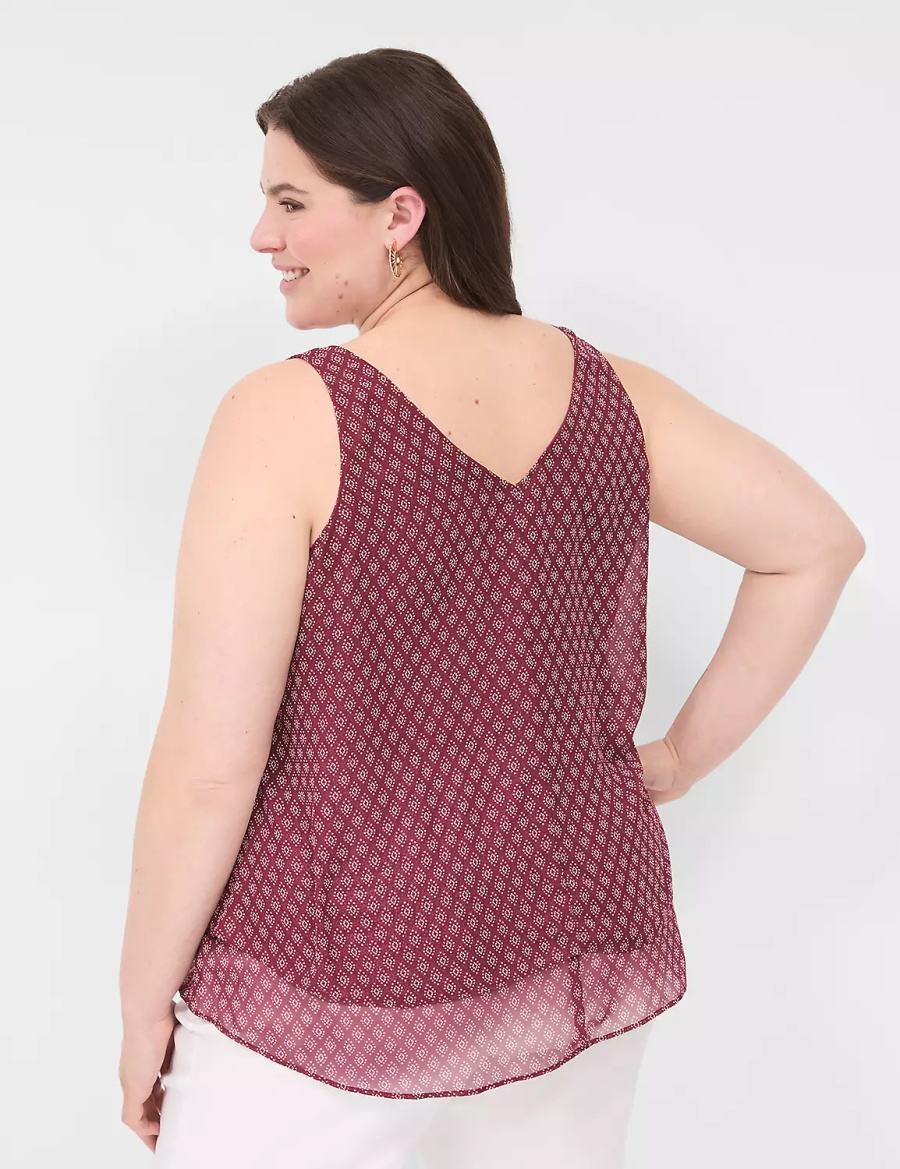 Lane Bryant Swing Double-Layer Chiffon Canotta Donna Bordeaux | BHS9343BB