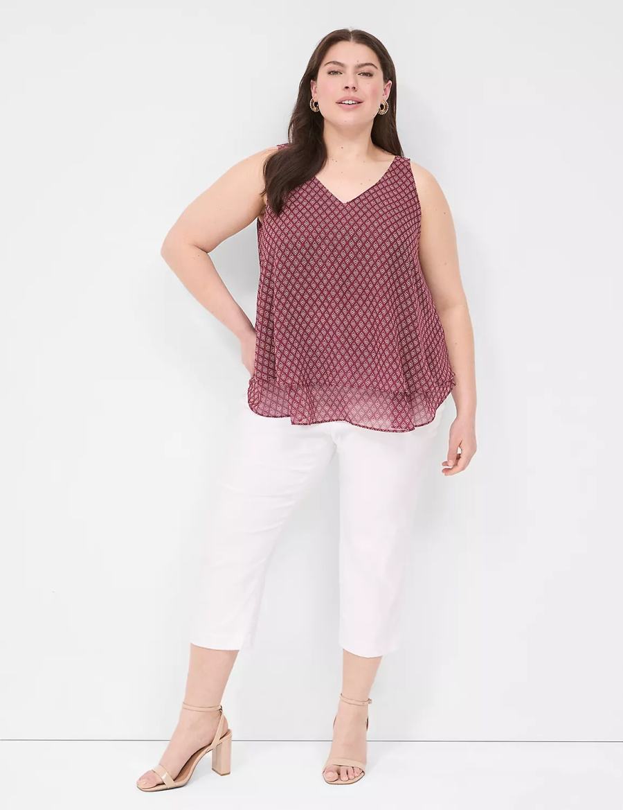 Lane Bryant Swing Double-Layer Chiffon Canotta Donna Bordeaux | BHS9343BB