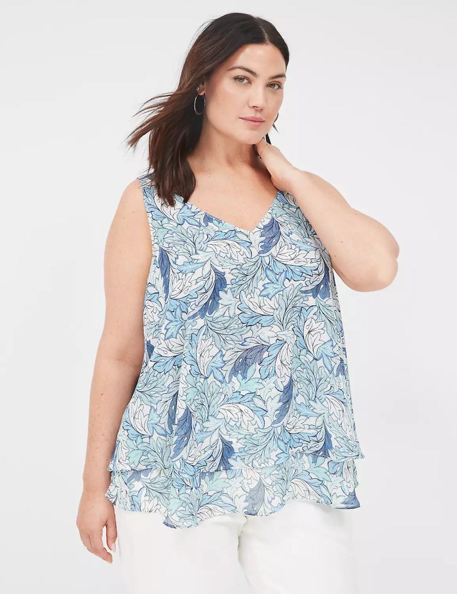 Lane Bryant Swing Double-Layer Chiffon Canotta Donna Blu | RWV4486GB