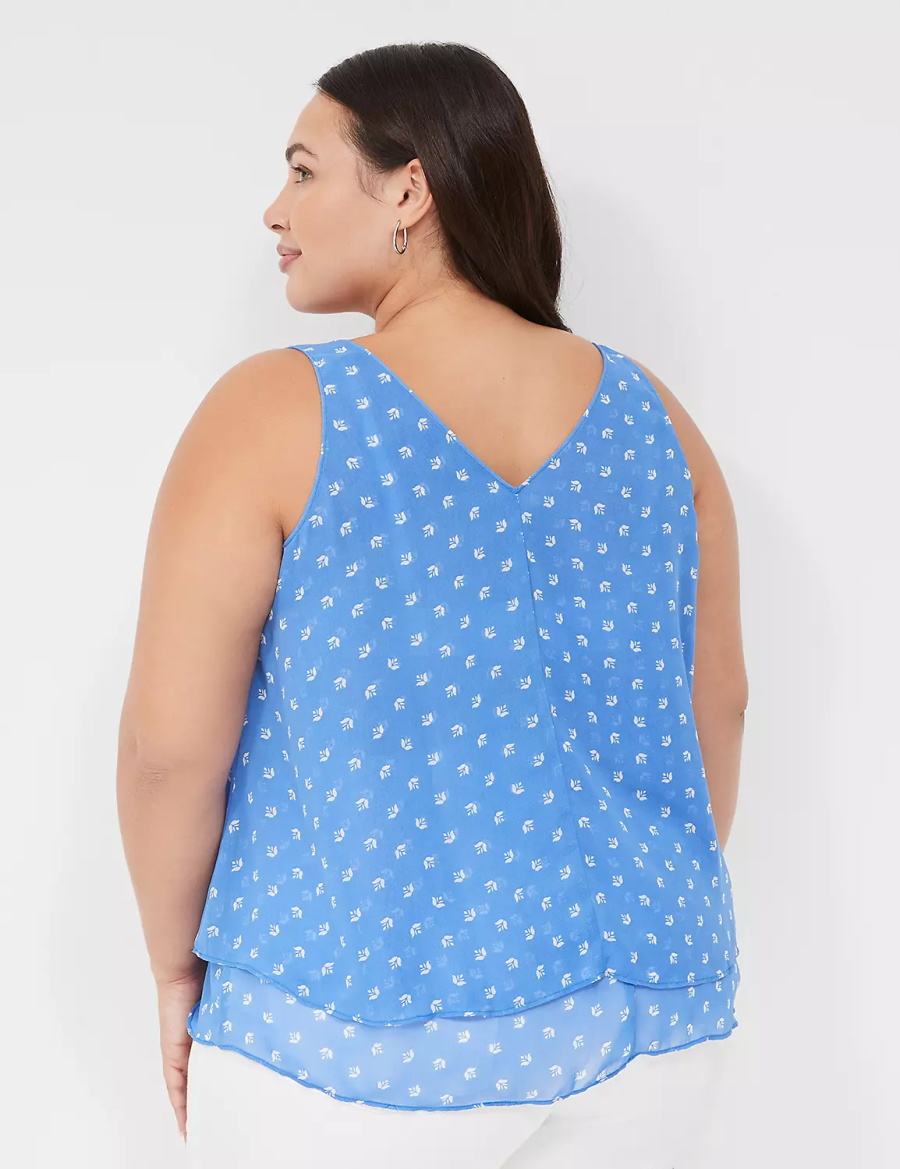 Lane Bryant Swing Double-Layer Chiffon Canotta Donna Blu | ACY5867LP