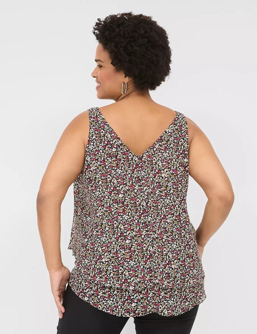 Lane Bryant Swing Double-Layer Chiffon Canotta Donna Nere Colorate | KBQ3976PG