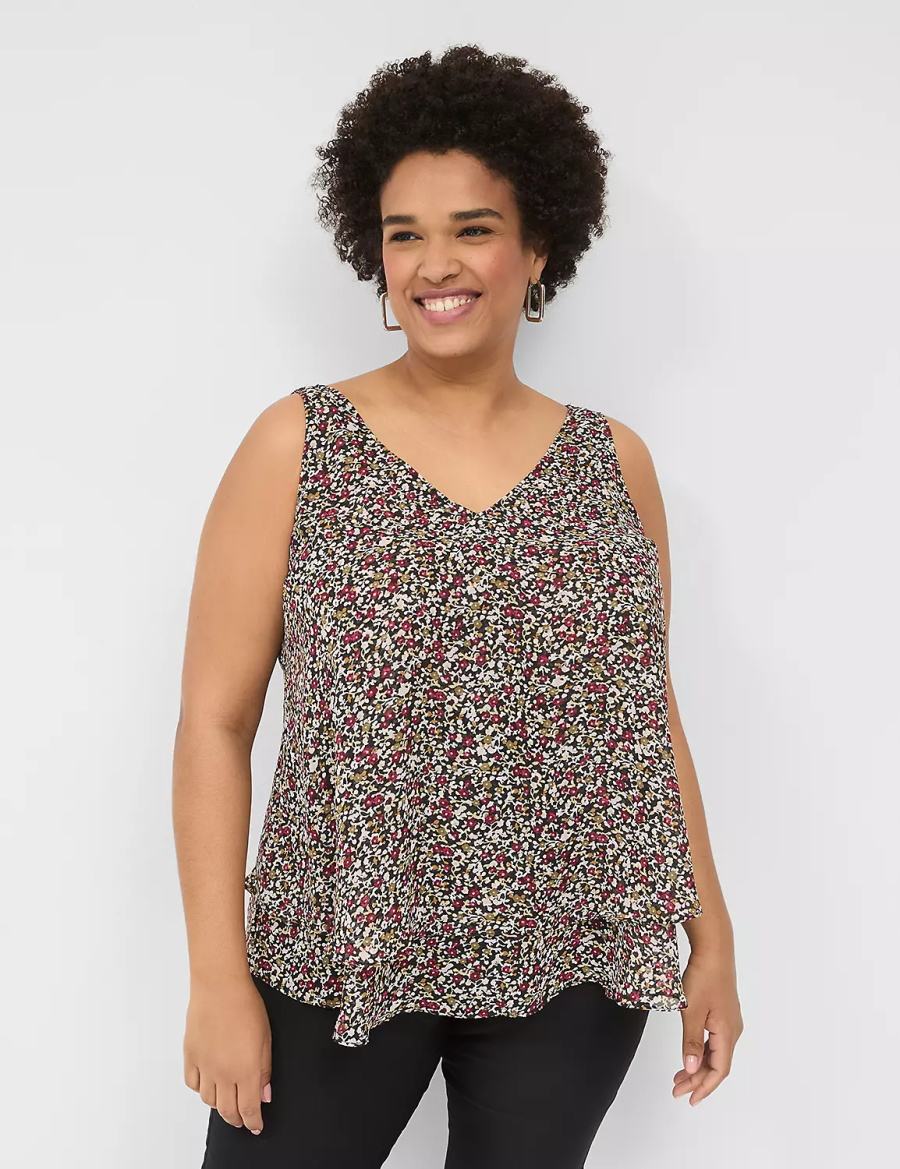 Lane Bryant Swing Double-Layer Chiffon Canotta Donna Nere Colorate | KBQ3976PG