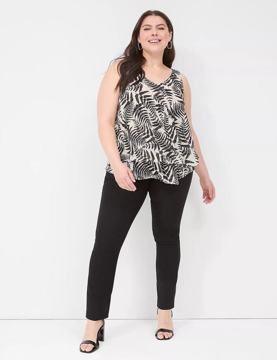 Lane Bryant Swing Double-Layer Chiffon Canotta Donna Nere | EQF8689AE