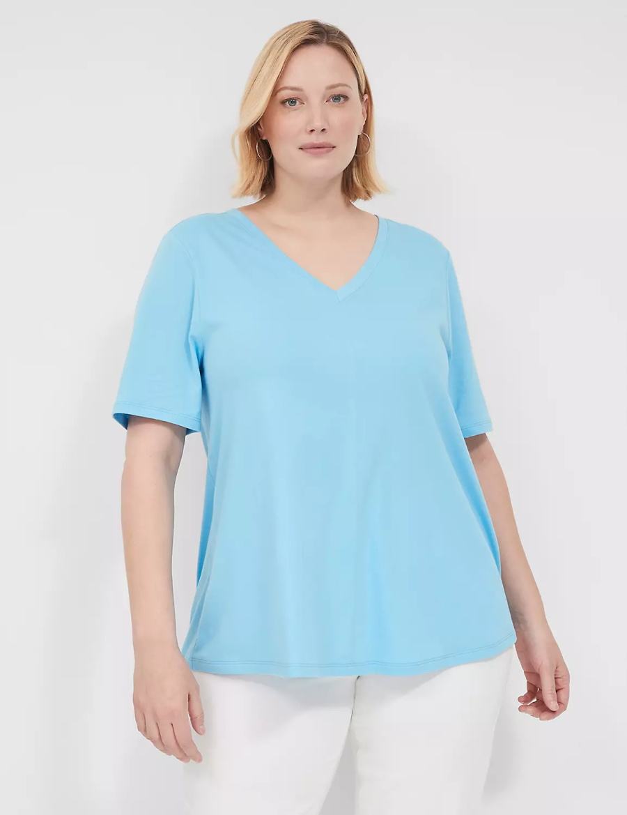 Lane Bryant Swing Strappy-Back Tee Magliette Donna Blu | WJJ1276KY