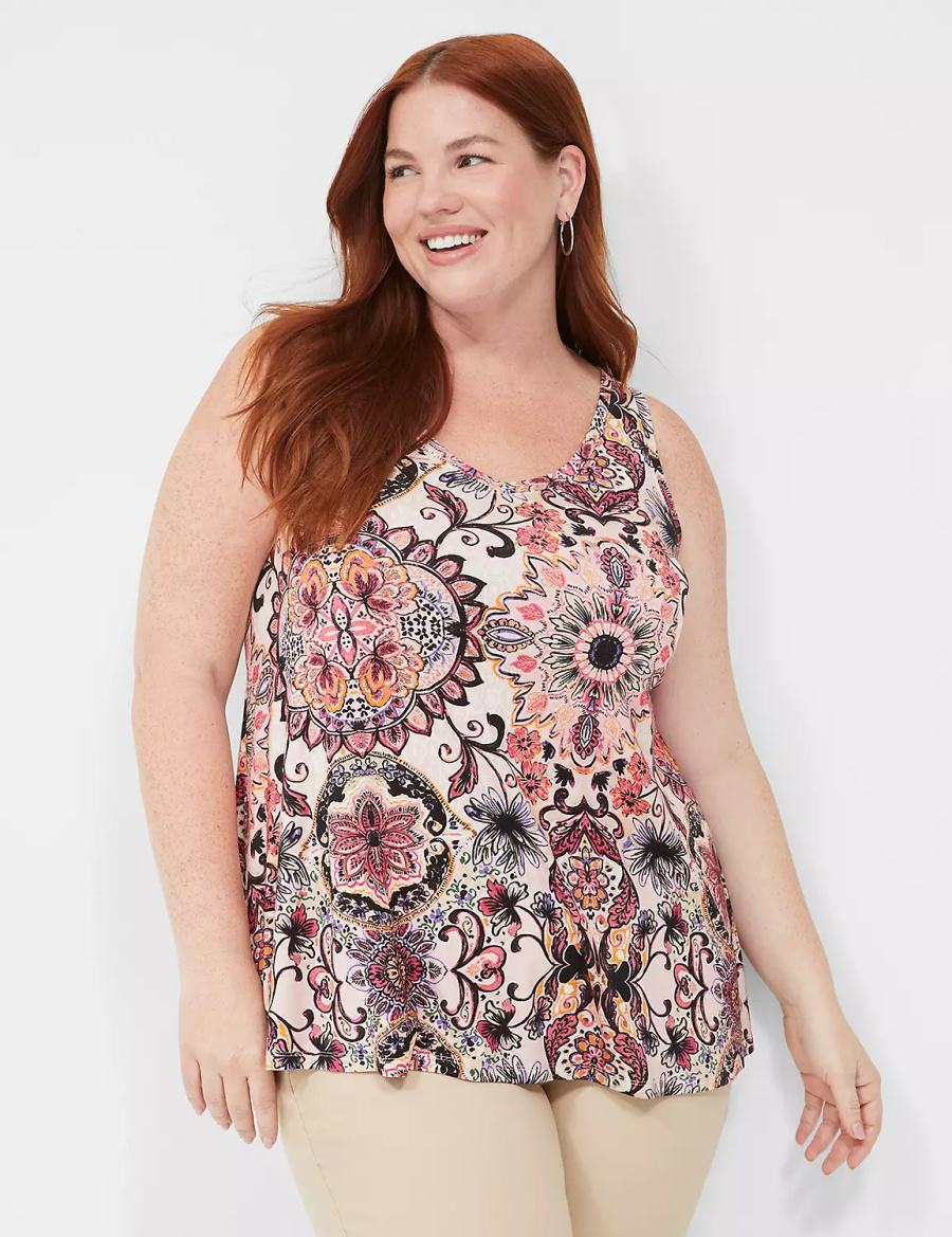 Lane Bryant Swing V-Neck Canotta Donna Colorate | FCF6920LP