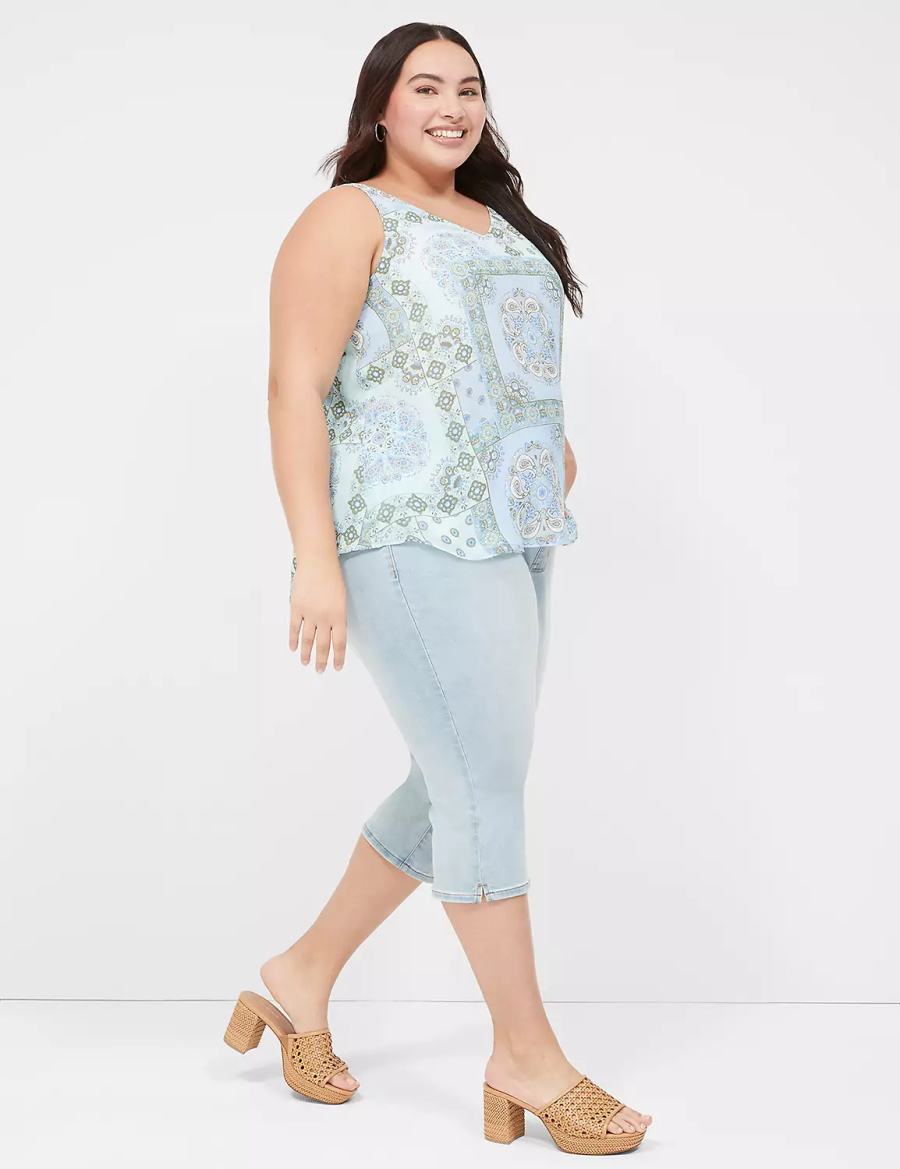 Lane Bryant Swing V-Neck Single-Layer Chiffon Canotta Donna Blu | IYX8898EE