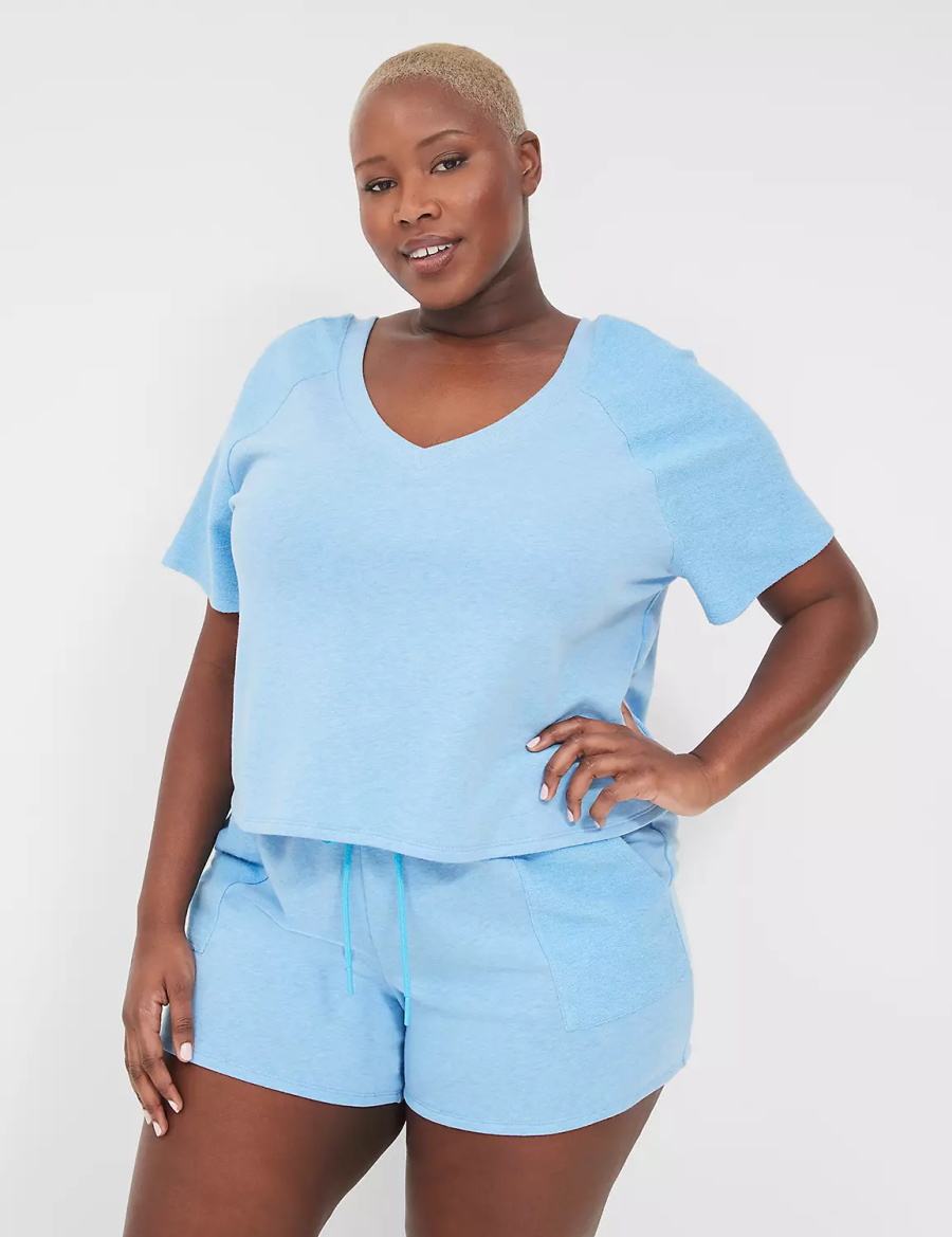 Lane Bryant Terry Fleece Tee Magliette Donna Blu | ZCA5781CY