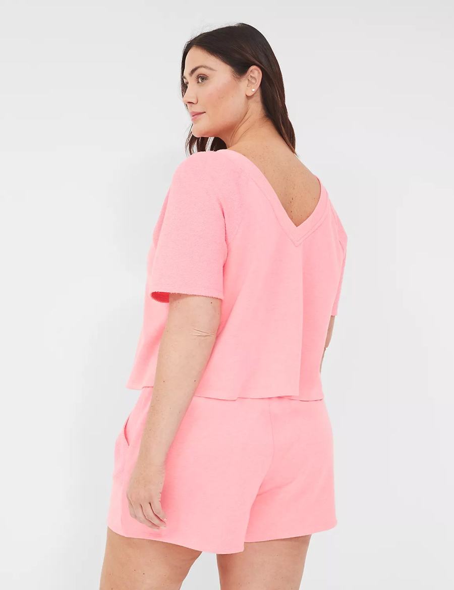 Lane Bryant Terry Fleece Tee Magliette Donna Rosa | GQH5580XO