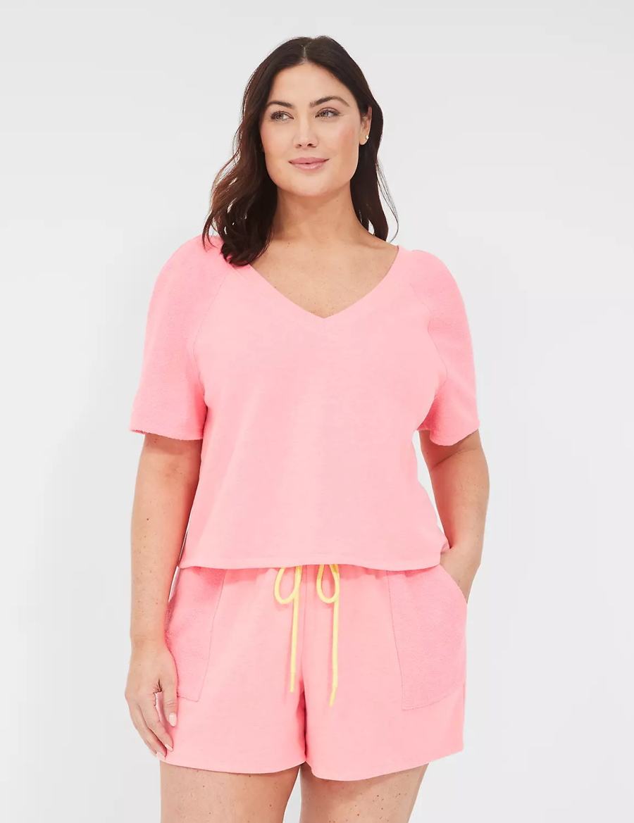 Lane Bryant Terry Fleece Tee Magliette Donna Rosa | GQH5580XO