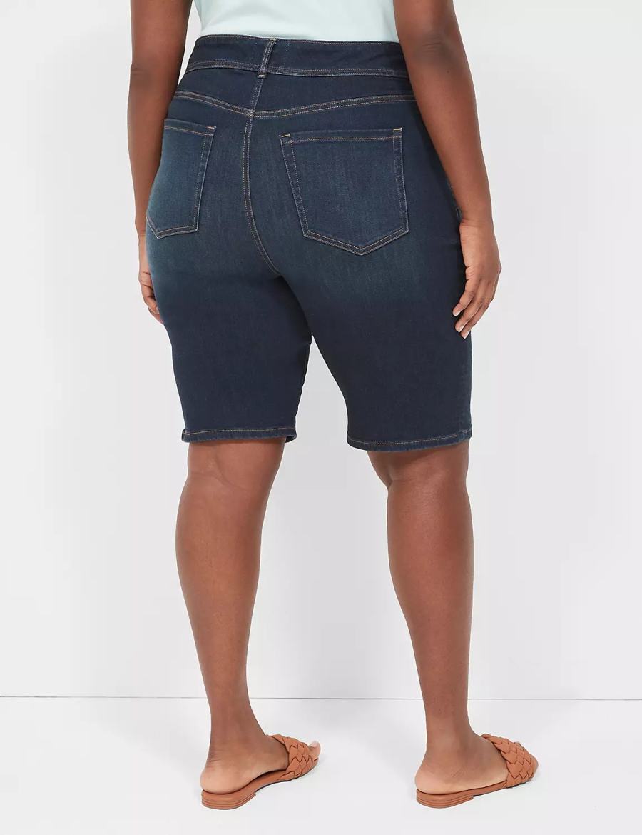 Lane Bryant Tighter Tummy Fit High-Rise Bermuda Jean Pantaloncini Donna Blu Scuro | MYD6531QM