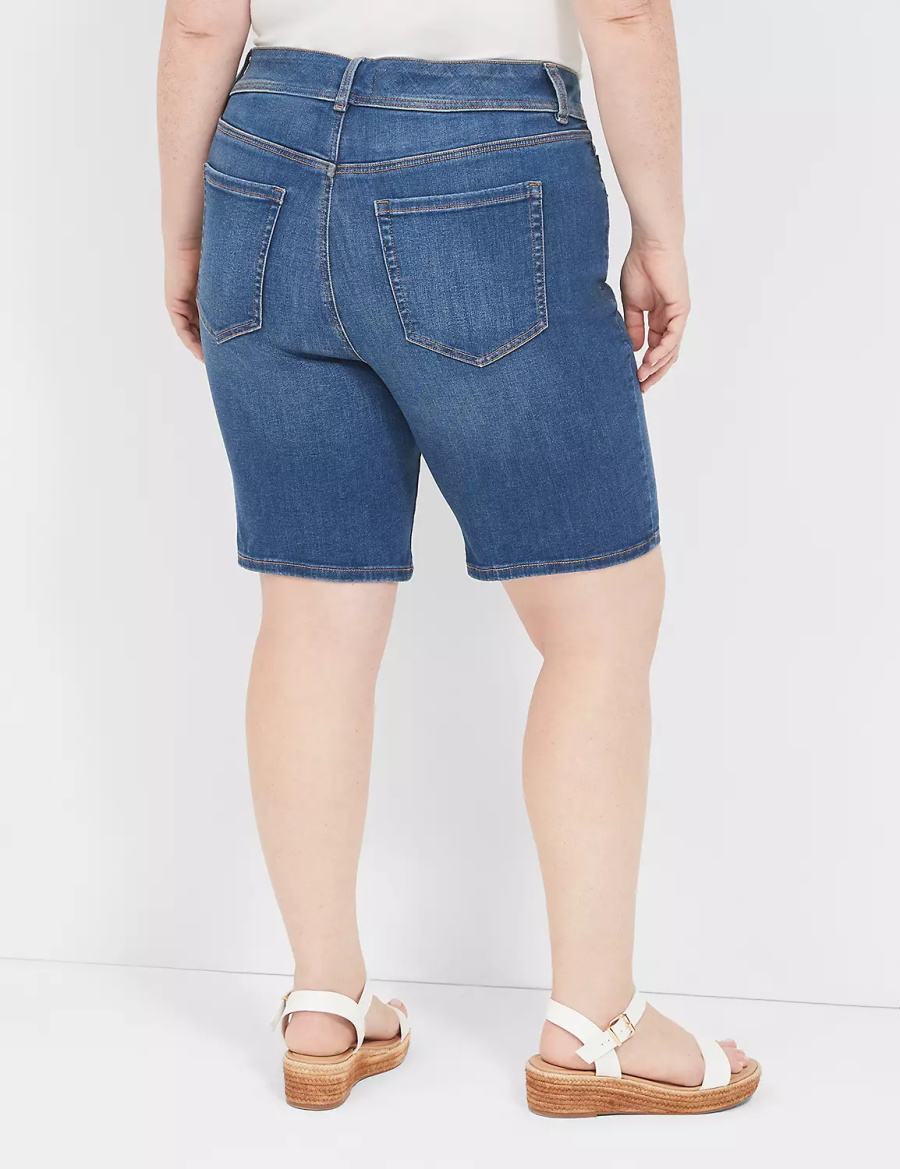 Lane Bryant Tighter Tummy Fit High-Rise Bermuda Jean Pantaloncini Donna Blu | OIC5061HB