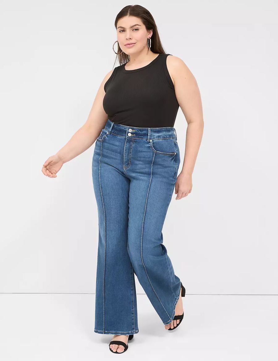 Lane Bryant Tighter Tummy Fit High-Rise Flare Jeans Donna Blu | VDV7197GW