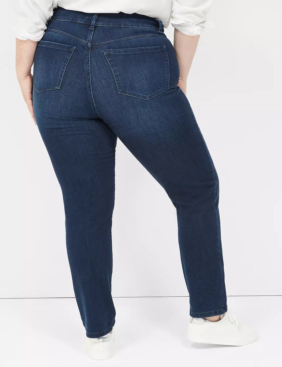 Lane Bryant Tighter Tummy Fit High-Rise Straight Jeans Donna Blu Scuro | IKS4780AF