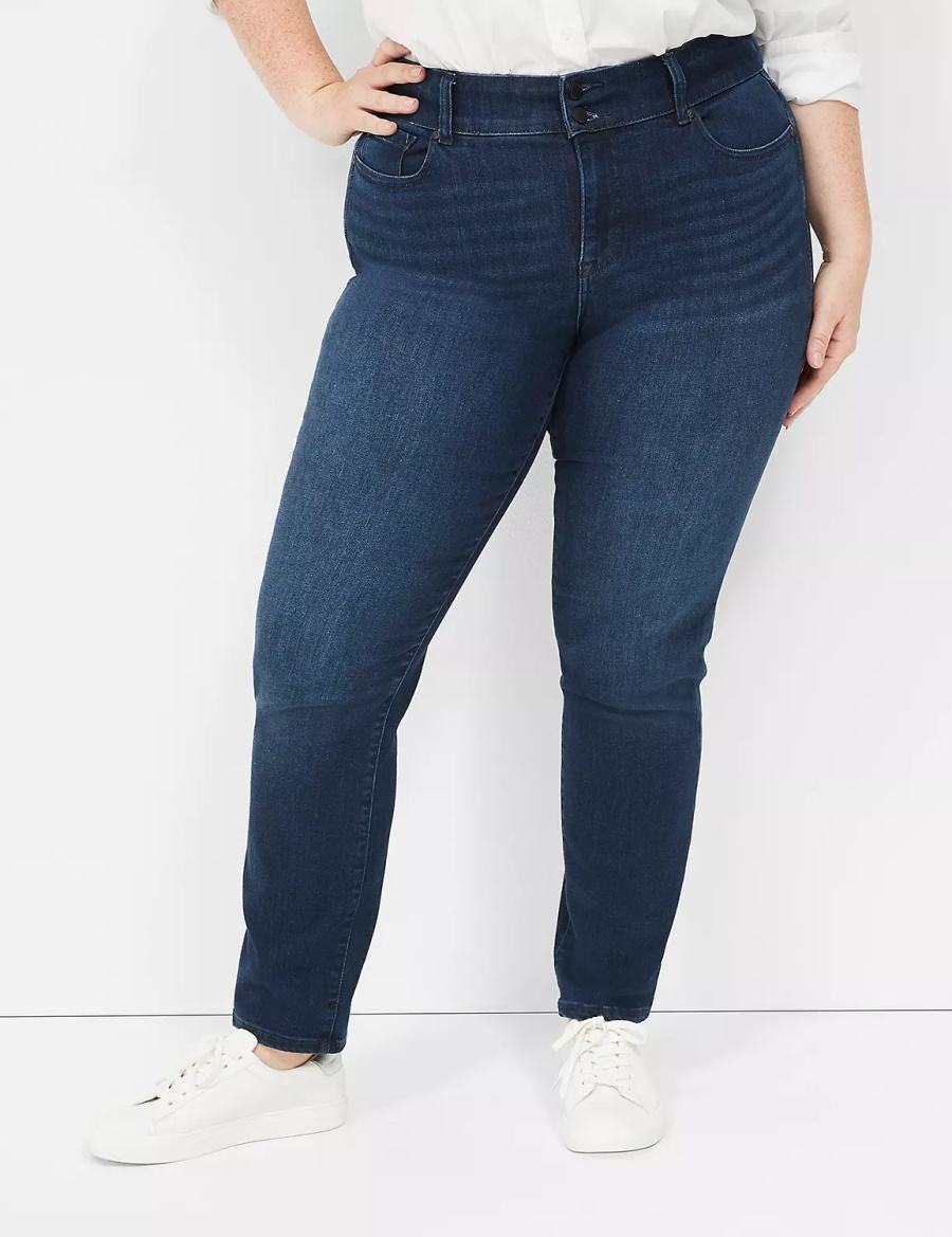 Lane Bryant Tighter Tummy Fit High-Rise Straight Jeans Donna Blu Scuro | IKS4780AF