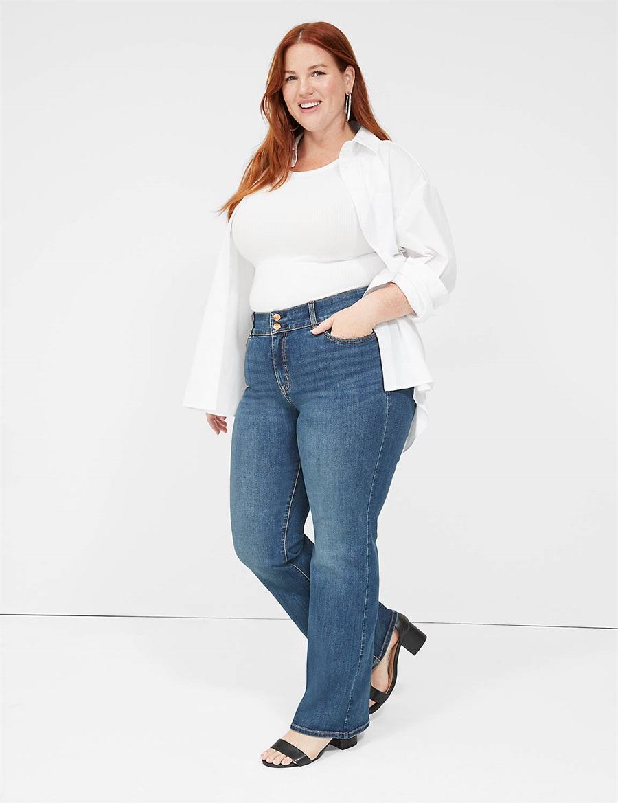 Lane Bryant Tighter Tummy High-Rise Boot Jeans Donna Blu | WLW683XJ