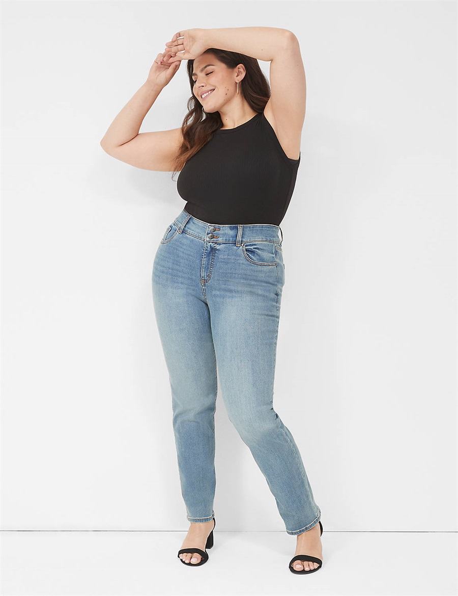 Lane Bryant Tighter Tummy High-Rise Straight Jeans Donna Blu | RXB5161PK