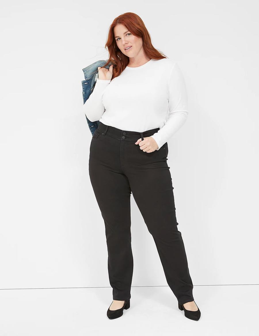 Lane Bryant Tighter Tummy High-Rise Straight Jeans Donna Nere | MHH2537XV