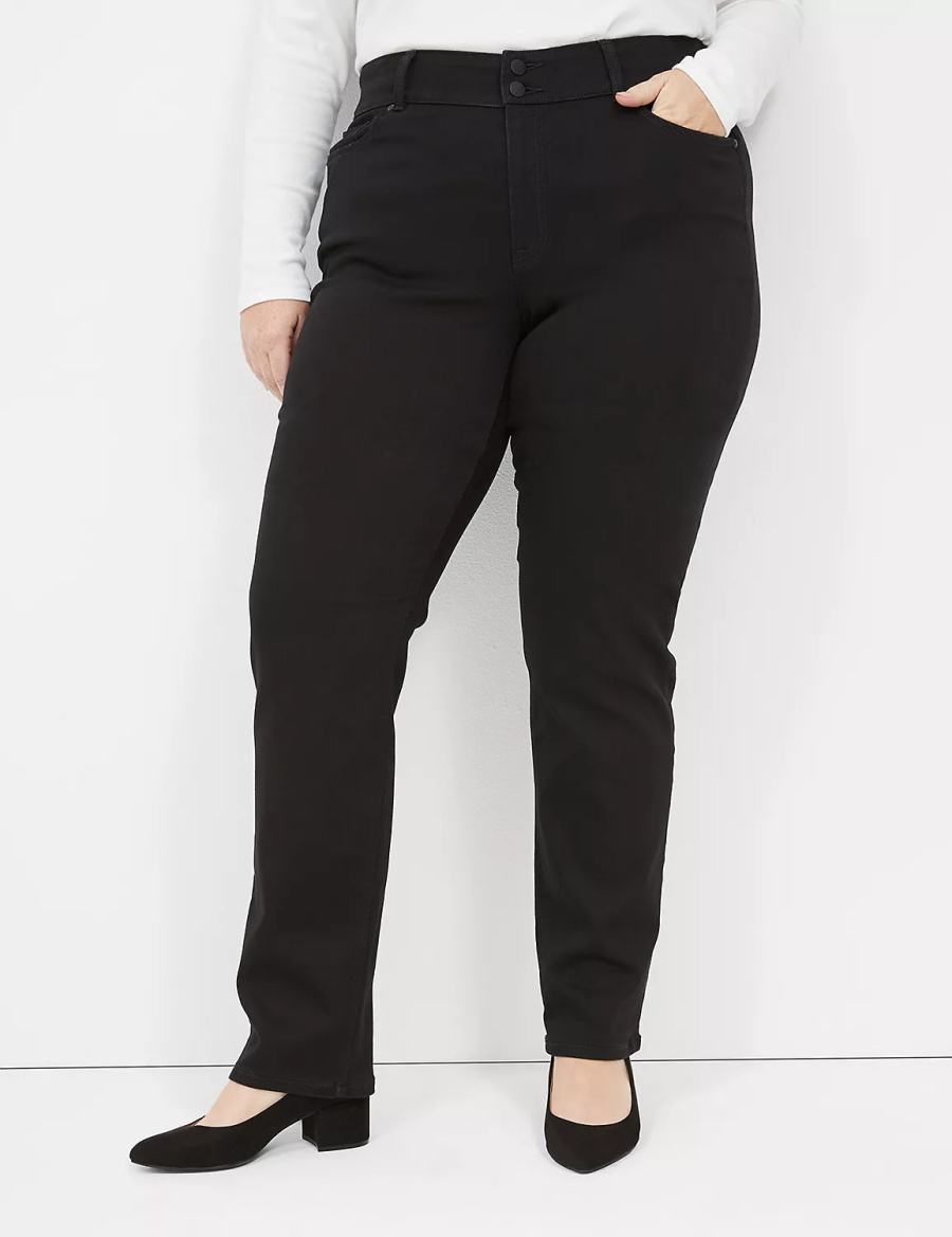 Lane Bryant Tighter Tummy High-Rise Straight Jeans Donna Nere | MHH2537XV