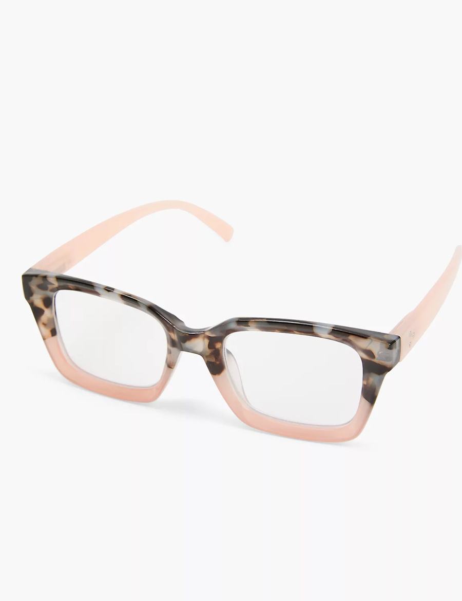 Lane Bryant Tortoiseshell Print & Pink Colorblock Square Reading Occhiali Donna Nere Rosa | OOW8971KL