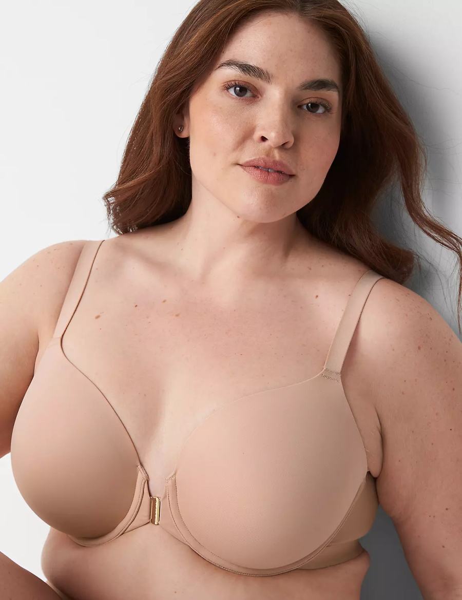 Lane Bryant Totally Smooth Full Coverage Front-Close Bralette Donna Beige | EGX2817VI