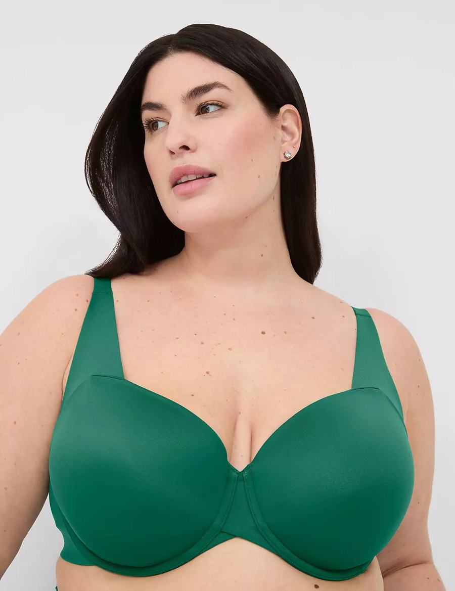 Lane Bryant Totally Smooth Lightly Lined Reggiseno A Balconcino Donna Verdi Scuro | GUO8088VH