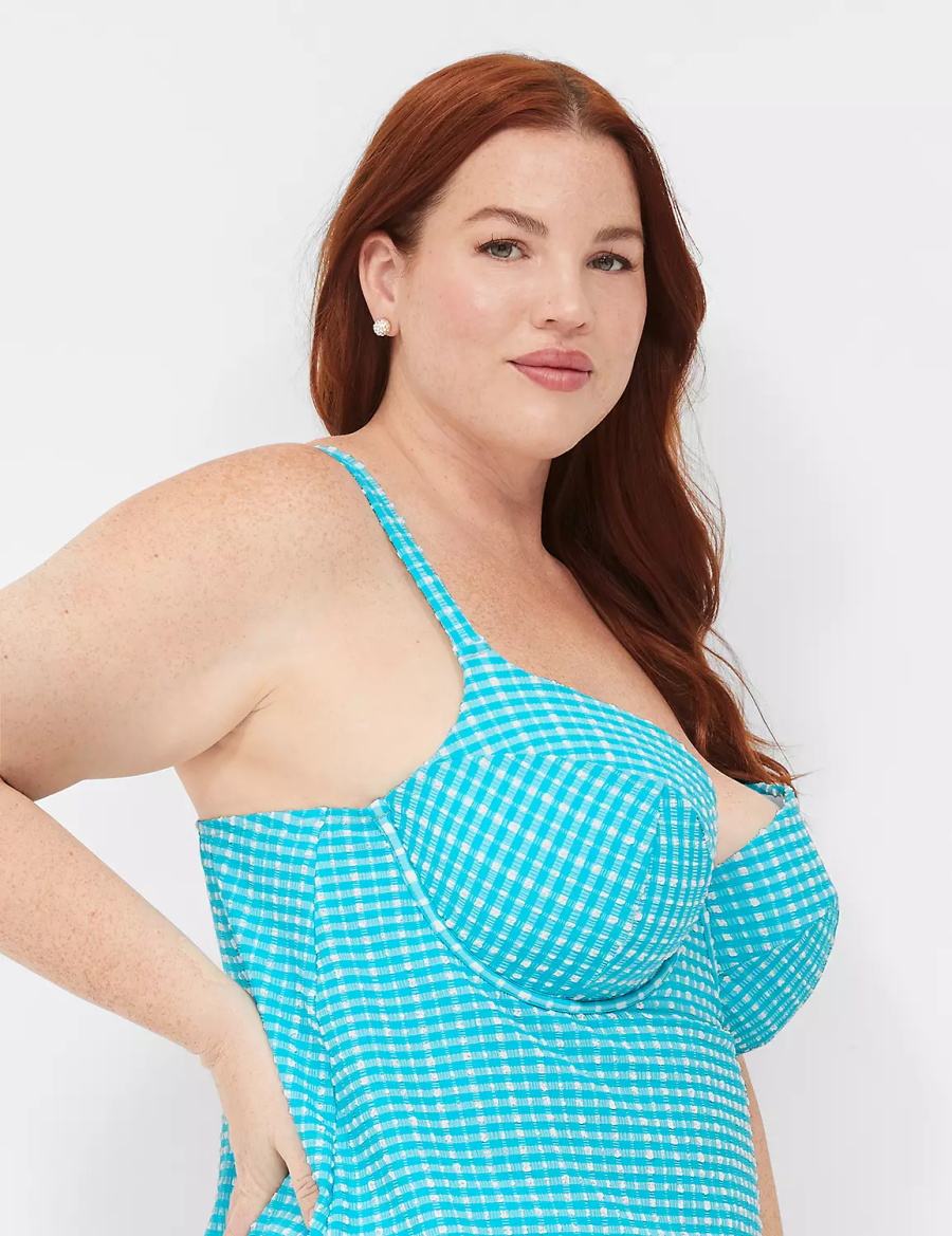 Lane Bryant Underwire Balconette Tankini Top Bikini Donna Blu Bianche | PBN2037SJ