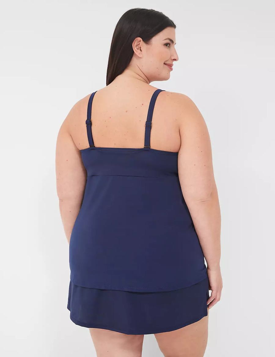 Lane Bryant Underwire Knot-Front Tankini Top Bikini Donna Blu | SJQ155HK