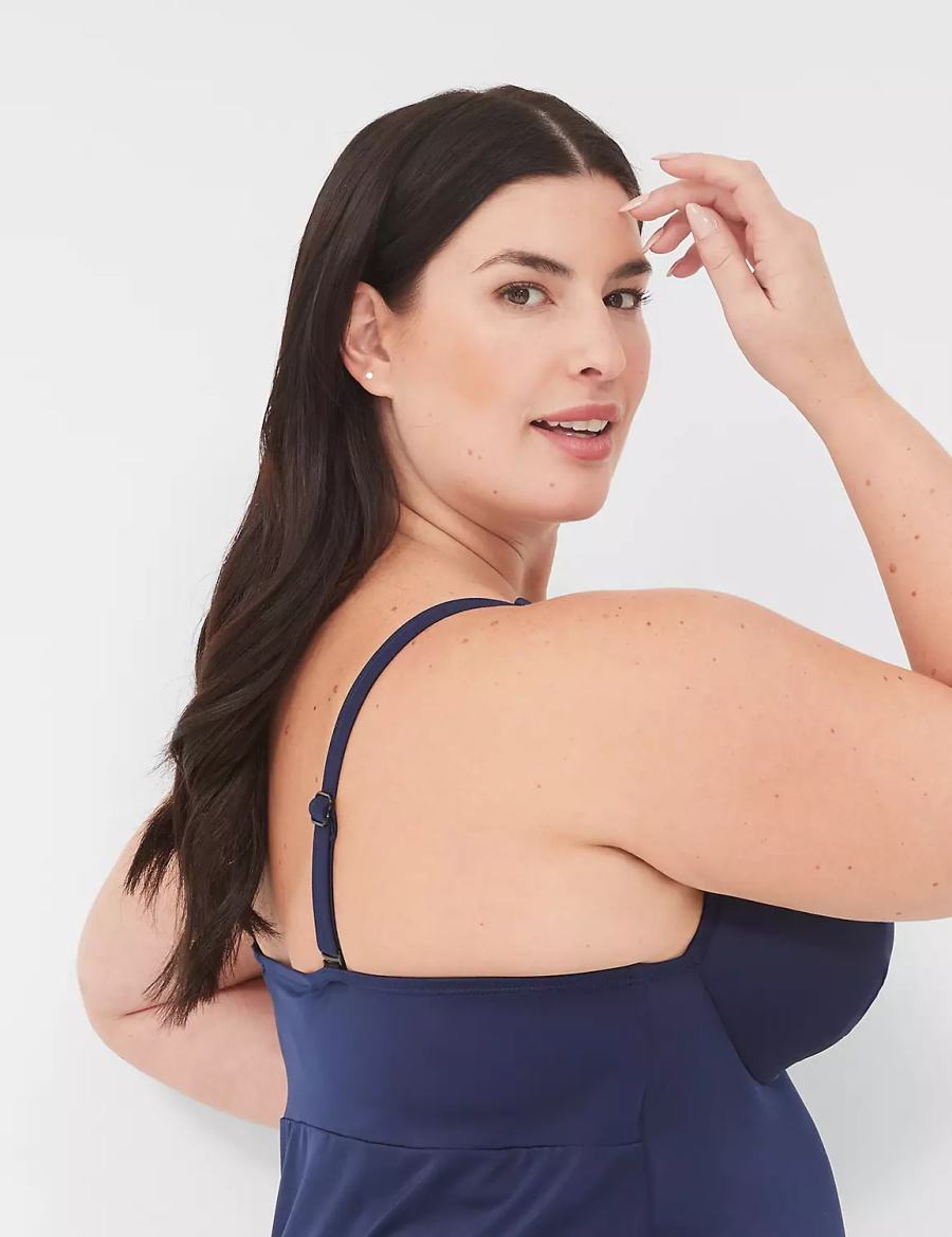 Lane Bryant Underwire Knot-Front Tankini Top Bikini Donna Blu | SJQ155HK