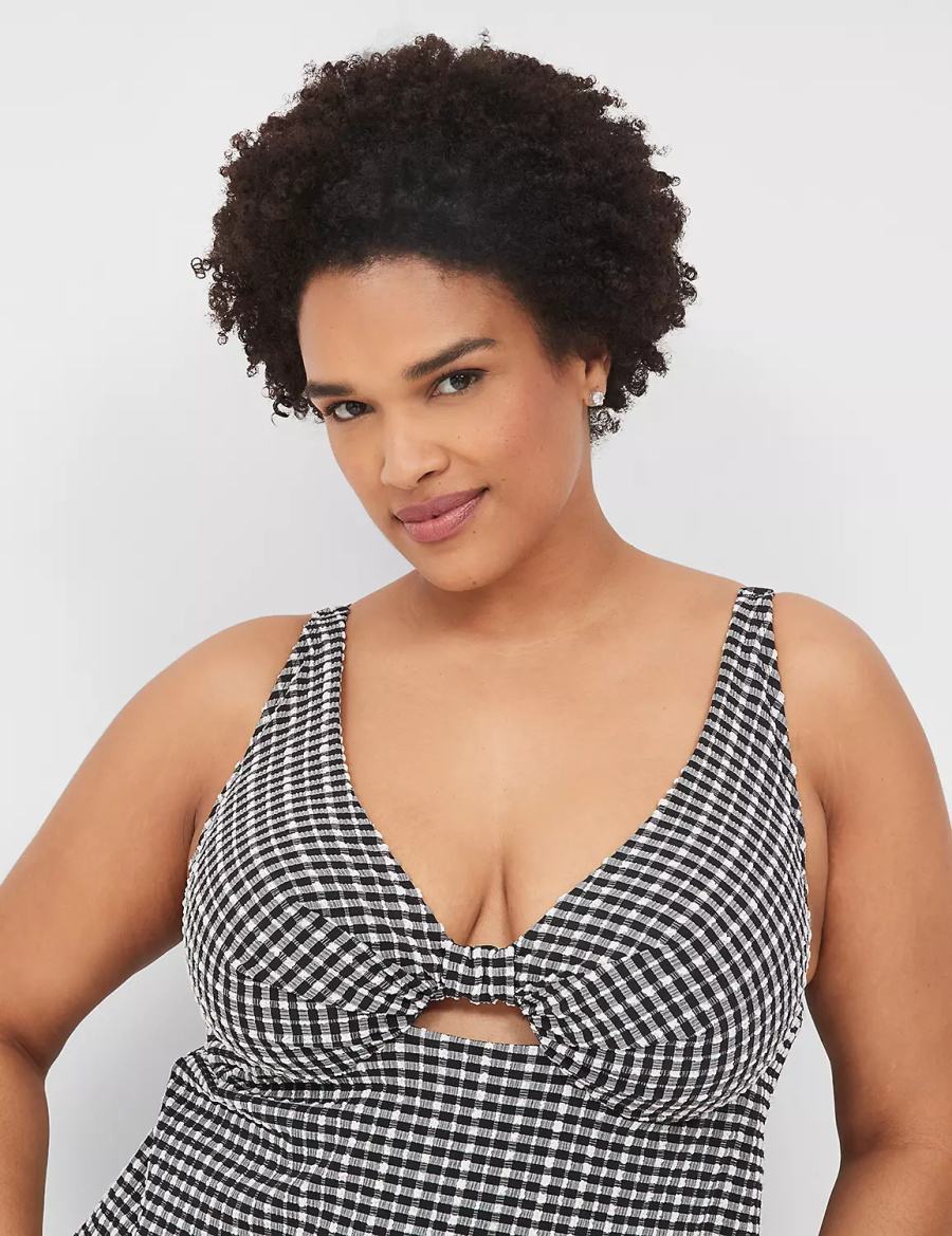 Lane Bryant Underwire Knot-Front Tankini Top Bikini Donna Nere Bianche | OBZ2765ZW