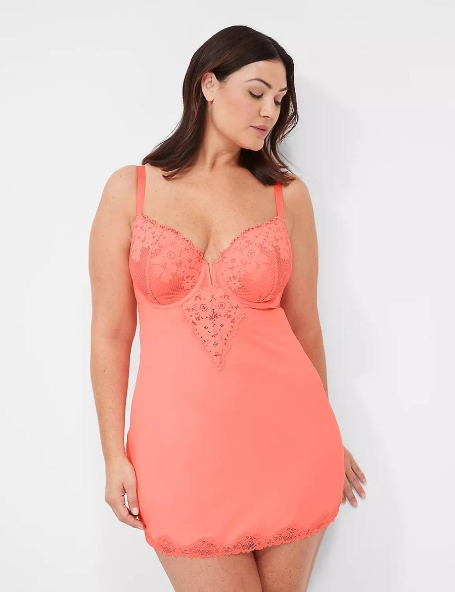 Lane Bryant Underwire Lace Slip Vestito Donna Rosa | LXI177QK