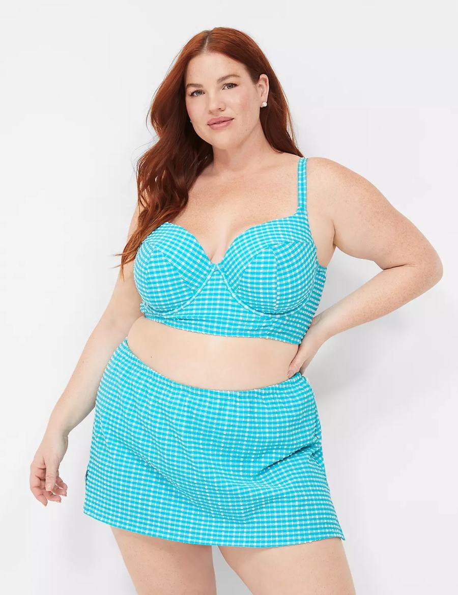 Lane Bryant Underwire Longline Top Bikini Donna Blu Bianche | KBL7714QZ