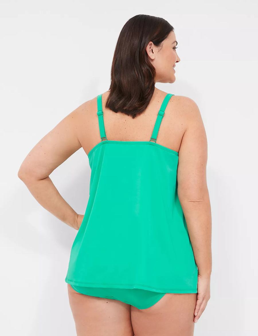 Lane Bryant Underwire O-Ring Tankini Top Bikini Donna Verde Acqua | NTG876WN