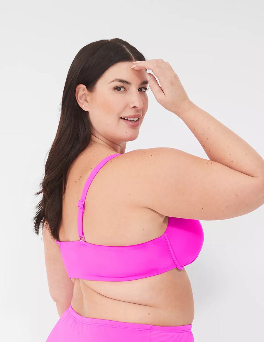 Lane Bryant Underwire Plunge Top Bikini Donna Rosa | ISV34UF