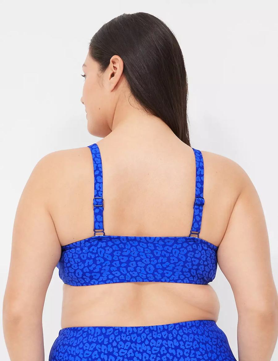 Lane Bryant Underwire Plunge Top Bikini Donna Blu Scuro | BZI8327VK