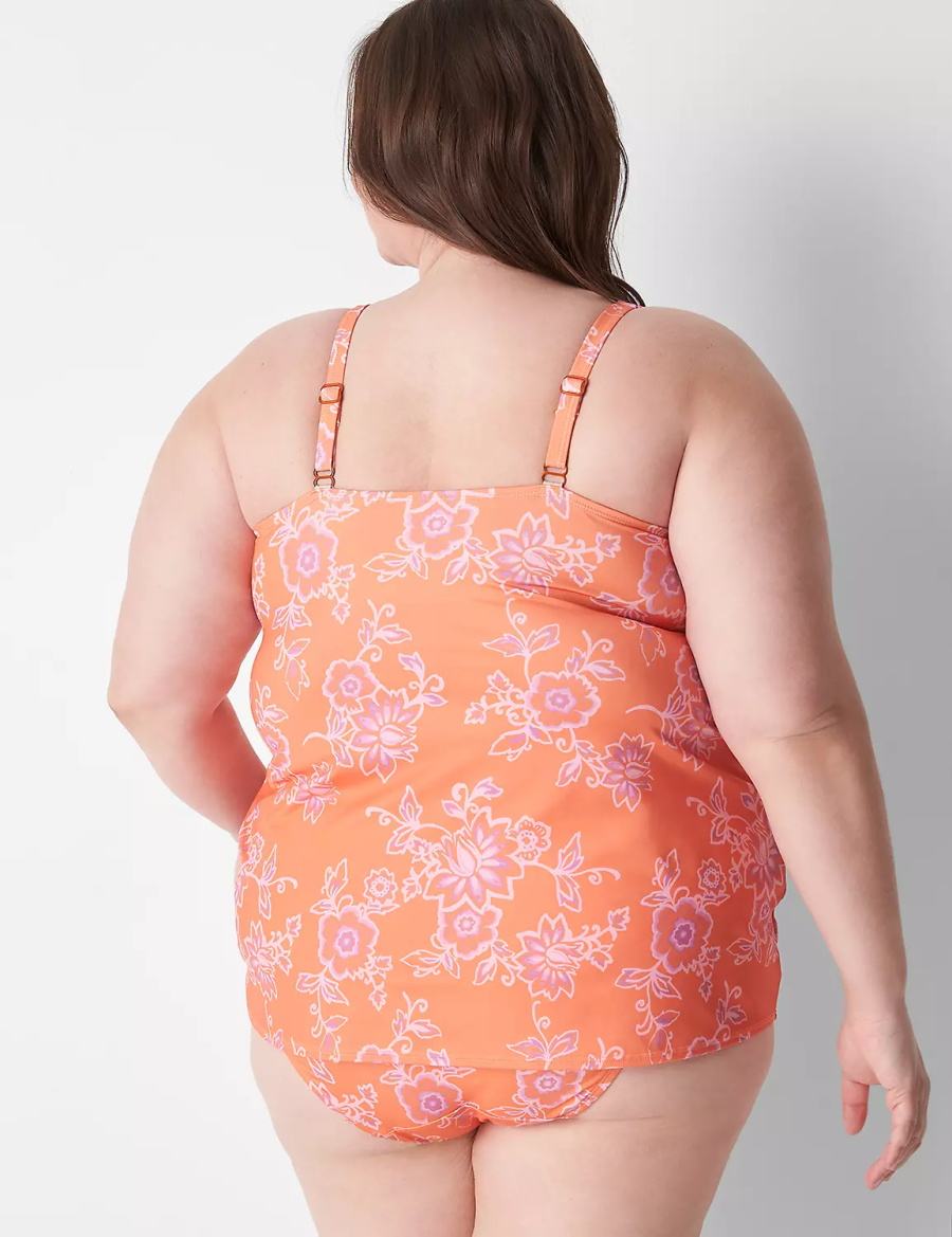 Lane Bryant Underwire V-Wire Swim Tankini Top Bikini Donna Rosa | YAL979PO