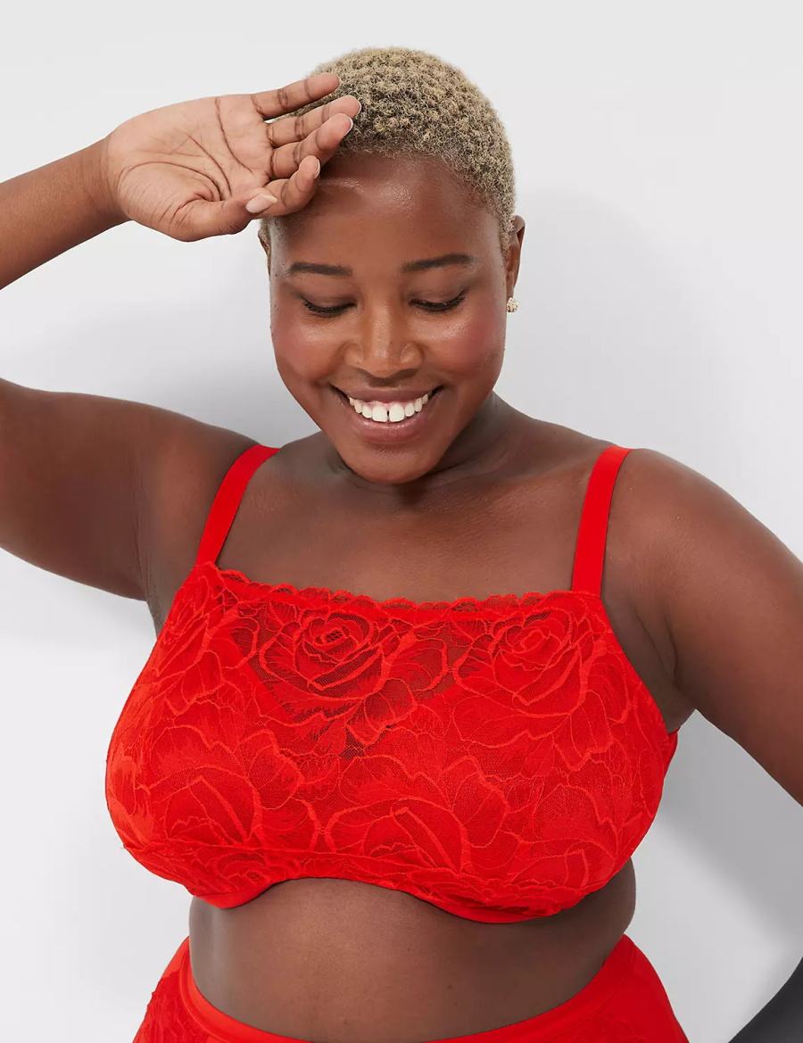 Lane Bryant Unlined with Lace Overlay Reggiseno A Balconcino Donna Rosse | FLQ1773MK