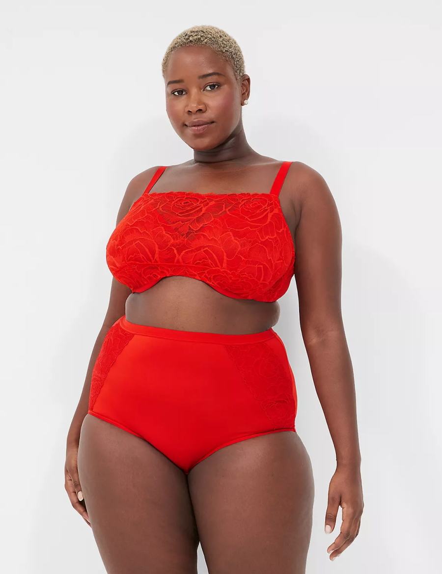 Lane Bryant Unlined with Lace Overlay Reggiseno A Balconcino Donna Rosse | FLQ1773MK