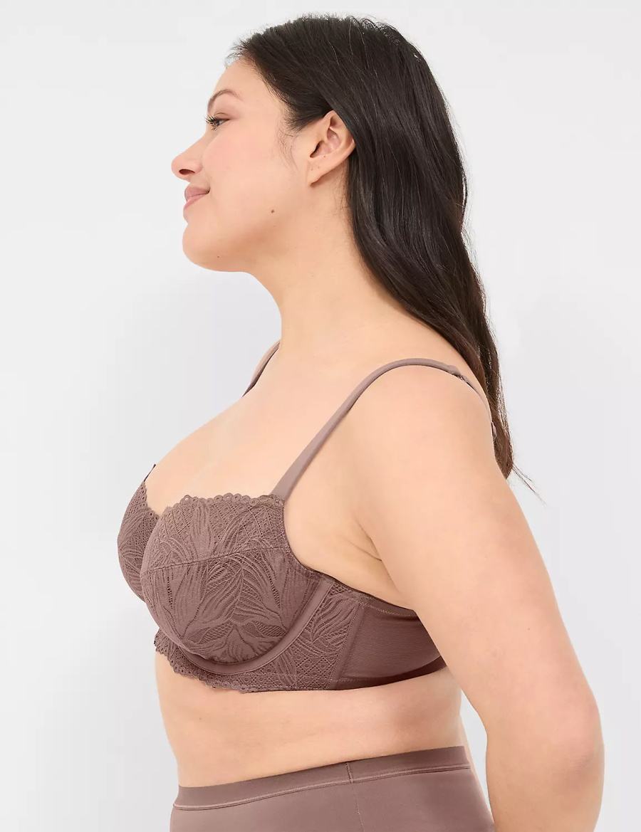 Lane Bryant Unlined with Lace Reggiseno A Balconcino Donna Grigie Profondo Marroni | ZRE6654UP