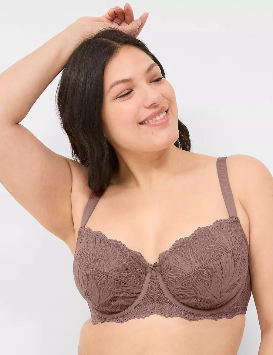 Lane Bryant Unlined with Lace Reggiseno A Balconcino Donna Grigie Profondo Marroni | ZRE6654UP